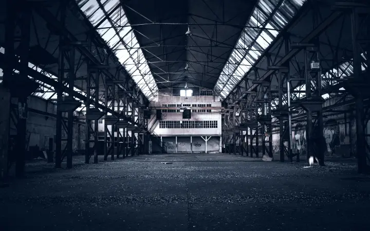 Steel stock in an industrial warehouse